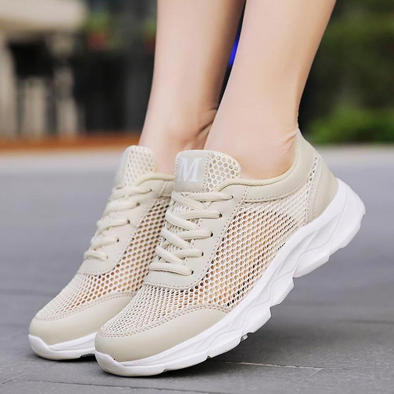 Streetwear Brand With White Flowers - Zomer Ademende Sneakers Vrouwen Mesh Dames