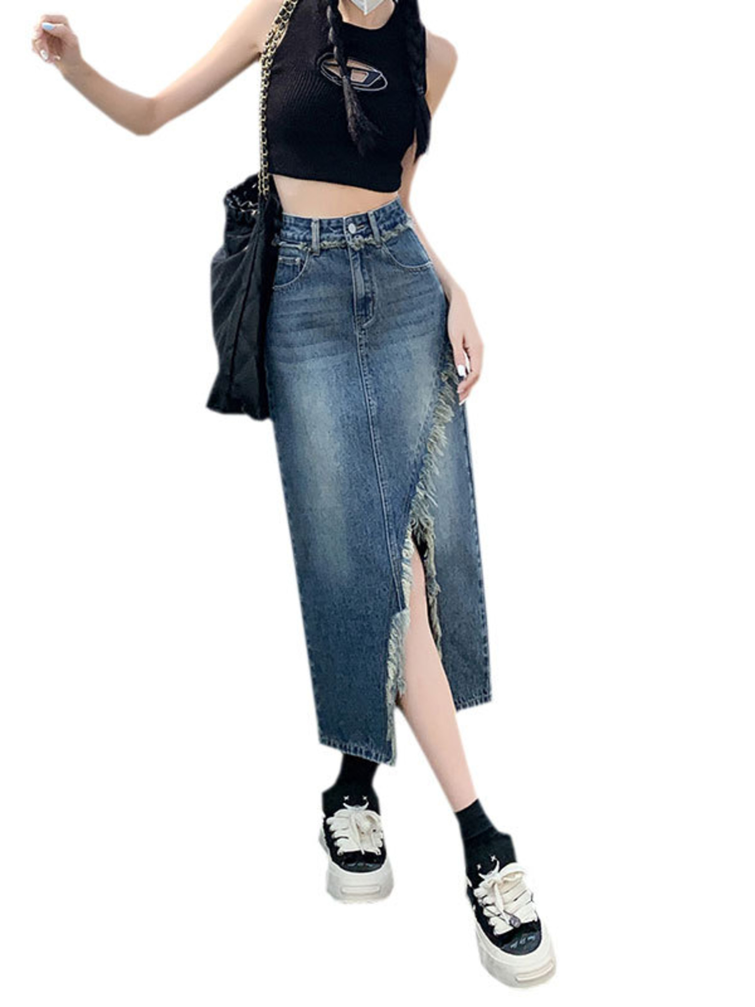 Dames denim rok met hoge taill - Streetwear Brand Pants recensie en prijs